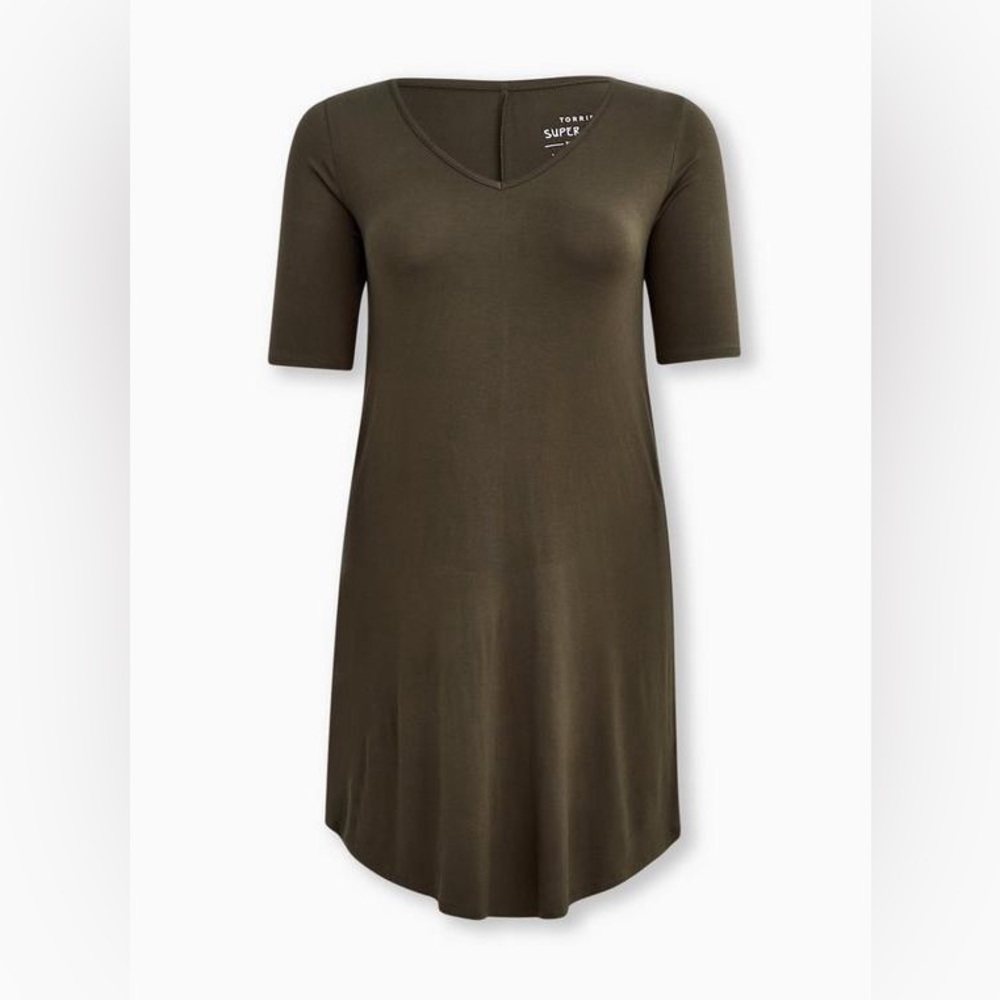 NEW Torrid Mini Super Soft Tee Shirt Dress in Green 4 4X 26 - Picture 4 of 5